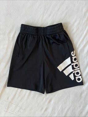 Boys adidas Black Shorts with White Logo Panel